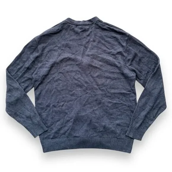 Vintage Oscar de la Renta Mens Button Up V Neck Cardigan Sweater Blue XXL - Picture 2 of 5